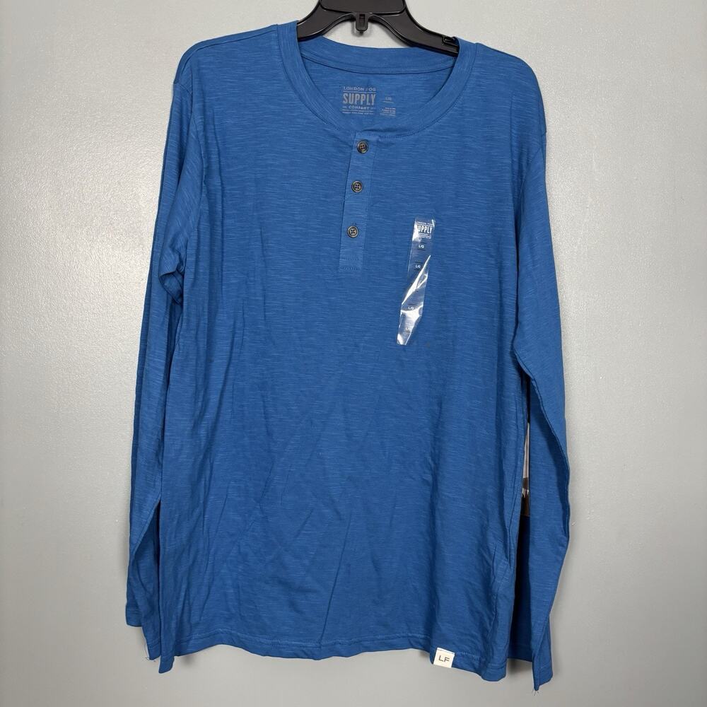 NWT LONDON FOG Men’s 100% Cotton Long Sleeve Blue Shirt Top New Tags Outdoor